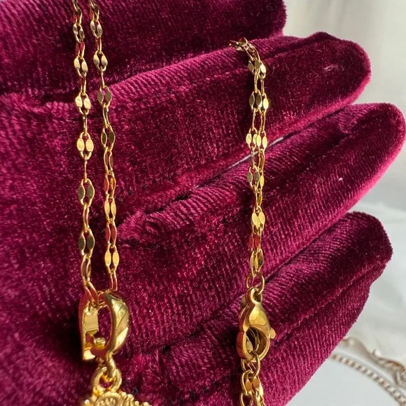 Anthropologie Gold and Blue Cameo Necklace - Picture 6 of 11